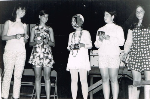 1968 Miss Saginaw talent awards-Renee Schwartz, Lynn Herson, Lauri Goodman, Cydi Pynchon, and Suzi Wolfson